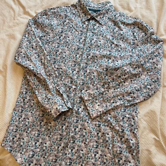 Perry Ellis Men's Floral Pattern Button Down Shirt Size M - Picture 1 of 5